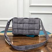Bottega Veneta Padded Cassette Suede Shoulder Bag Grey 591970 Size 26x18x8cm - 5