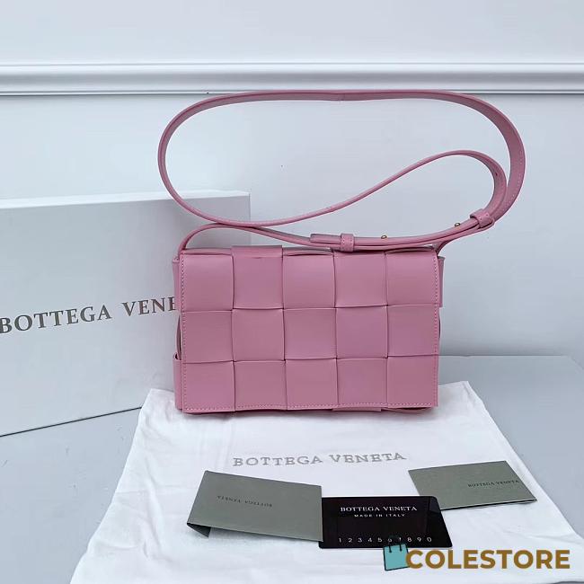 Bottega Veneta Cassette Intreccio Leather Cross-Body Bag Pink 666870 Size 23x15x5cm - 1