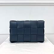 Bottega Veneta Cassette Intreccio Leather Cross-Body Bag Dark Blue 666870 Size 23x15x5cm - 6