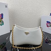 Prada Mini Leather Shoulder Bag White 1BC148 Size 25.5x15.5x4cm - 1