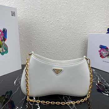 Prada Mini Leather Shoulder Bag White 1BC148 Size 25.5x15.5x4cm