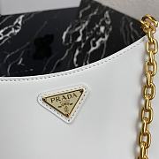 Prada Mini Leather Shoulder Bag White 1BC148 Size 25.5x15.5x4cm - 5