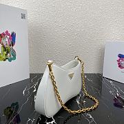 Prada Mini Leather Shoulder Bag White 1BC148 Size 25.5x15.5x4cm - 3