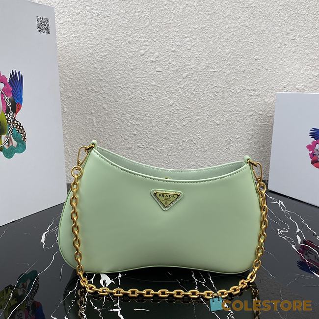 Prada Mini Leather Shoulder Bag Green 1BC148 Size 25.5x15.5x4cm - 1