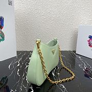 Prada Mini Leather Shoulder Bag Green 1BC148 Size 25.5x15.5x4cm - 3