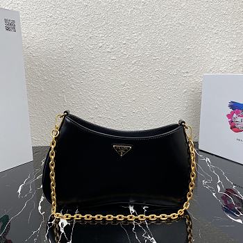 Prada Mini Leather Shoulder Bag 1BC148 Black Size 25.5x15.5x4cm