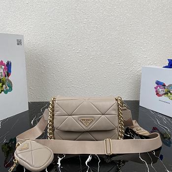 Beige Prada System Nappa Leather Patchwork Bag 1BD292 Size 21x16x7