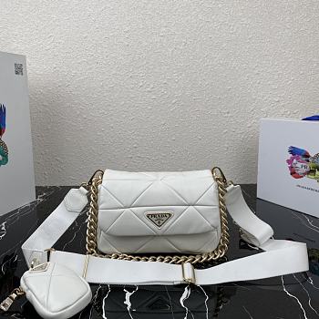 White Prada System Napa Leather Patchwork Bag 1BD292 Size 21x16x7cm