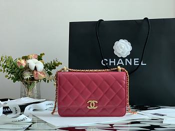 Chanel New Wallet On Chain WOC In Rose 33814 Size 19cm