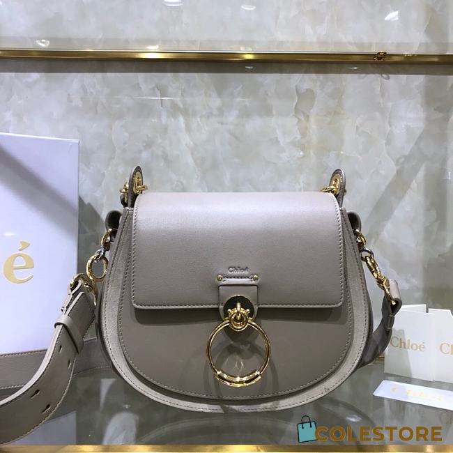 Chloe Small Tess Bag In Shiny Suede Calfskin In Motty Gray CHC18 20x18x7cm - 1