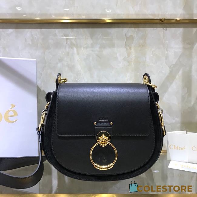 Chloe Small Tess Bag In Shiny Suede Calfskin In Night Forest CHC18 20x18x7cm - 1
