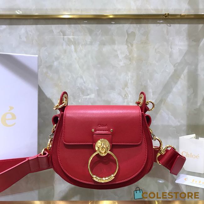 Chloe Small Tess Bag In Shiny Suede Calfskin In Red CHC18 20x18x7cm - 1