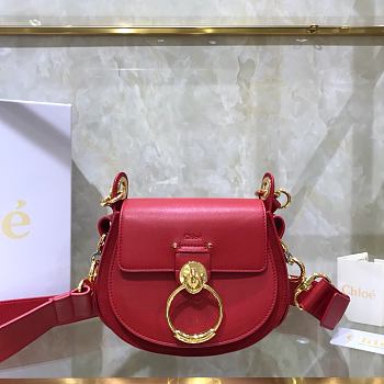 Chloe Small Tess Bag In Shiny Suede Calfskin In Red CHC18 20x18x7cm