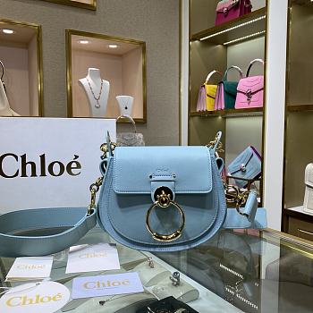 Chloe Small Tess Bag In Shiny Suede Calfskin In Blue CHC18 20x18x7cm