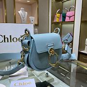 Chloe Small Tess Bag In Shiny Suede Calfskin In Blue CHC18 20x18x7cm - 3