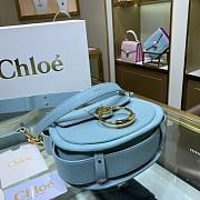 Chloe Small Tess Bag In Shiny Suede Calfskin In Blue CHC18 20x18x7cm - 5