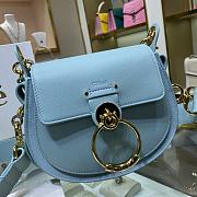 Chloe Small Tess Bag In Shiny Suede Calfskin In Blue CHC18 20x18x7cm - 6