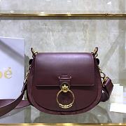 Chloe Small Tess Bag In Shiny Suede Calfskin Wine CHC18 20x18x7cm - 1