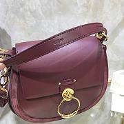 Chloe Small Tess Bag In Shiny Suede Calfskin Wine CHC18 20x18x7cm - 3