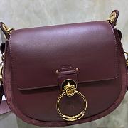 Chloe Small Tess Bag In Shiny Suede Calfskin Wine CHC18 20x18x7cm - 5