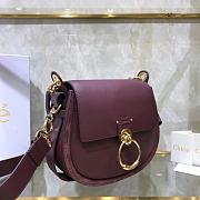 Chloe Small Tess Bag In Shiny Suede Calfskin Wine CHC18 20x18x7cm - 6