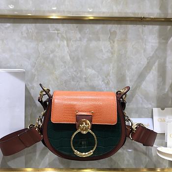 Chloe Tess Small Purse In Embossed Croco Effect On Calfskin Green &Orange CHC21 Size 20.5x7.5x16.5cm