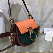 Chloe Tess Small Purse In Embossed Croco Effect On Calfskin Green &Orange CHC21 Size 20.5x7.5x16.5cm - 5
