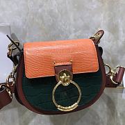 Chloe Tess Small Purse In Embossed Croco Effect On Calfskin Green &Orange CHC21 Size 20.5x7.5x16.5cm - 6