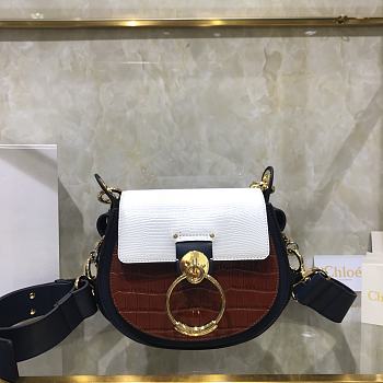 Chloe Tess Small Purse In Embossed Croco Effect On Calfskin Brown&Green CHC21 Size 20.5x7.5x16.5cm