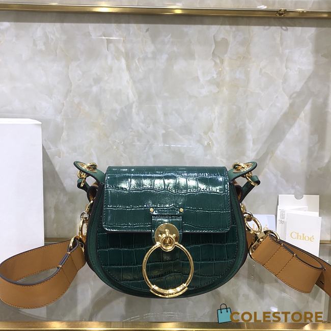 Chloe Tess Small Purse In Embossed Croco Effect On Calfskin Green CHC21 Size 20.5x7.5x16.5cm - 1