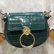 Chloe Tess Small Purse In Embossed Croco Effect On Calfskin Green CHC21 Size 20.5x7.5x16.5cm - 6