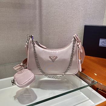 Prada Re-Edition 2005 Nylon Shoulder Bag Pink 1BH204 Size 22cm