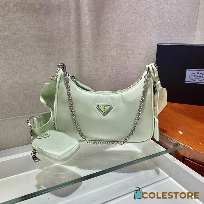 Prada Re-Edition 2005 Nylon Shoulder Bag Light Green 1BH204 Size 22x17x6cm - 1