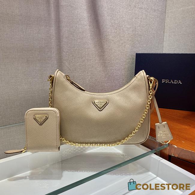 Prada Re-Edition 2005 Nylon Shoulder Bag Light Brown 1BH204 Size 22x17x6cm - 1