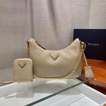 Prada Re-Edition 2005 Nylon Shoulder Bag Light Brown 1BH204 Size 22x17x6cm