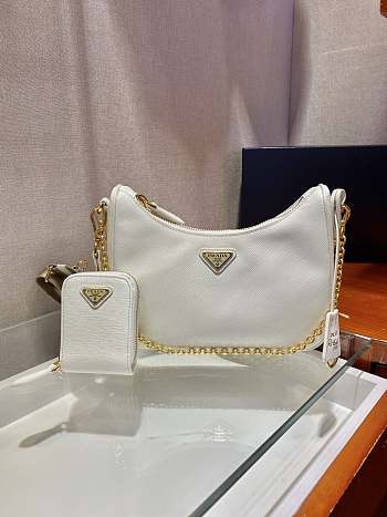 Prada Re-Edition 2005 Nylon Shoulder Bag White 1BH204 Size 22x17x6cm