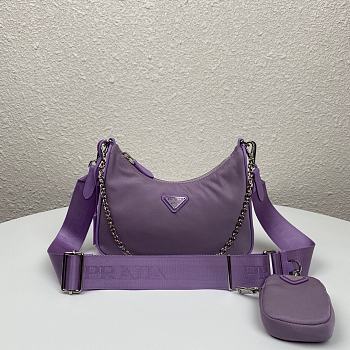 Prada Re-Edition 2005 Nylon Shoulder Bag Purple 1BH204 Size 22x17x6cm