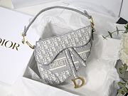 Dior Saddle Bag Grey Oblique Embroidery M0446 Size 25.5x20x6.5cm - 1
