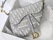 Dior Saddle Bag Grey Oblique Embroidery M0446 Size 25.5x20x6.5cm - 5