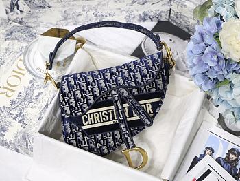 Dior Saddle Bag Blue Oblique Jacquard M0446 Size 25.5x20x6.5cm