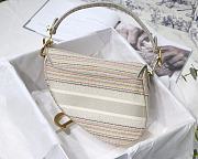 Dior Saddle Bag Pink Oblique Embroidery M0446 Size 25.5x20x6.5cm - 4