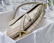 Dior Saddle Bag Pink Oblique Embroidery M0446 Size 25.5x20x6.5cm - 3