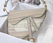 Dior Saddle Bag Pink Oblique Embroidery M0446 Size 25.5x20x6.5cm - 2