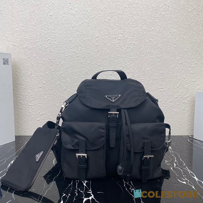 Prada Medium Nylon Backpack Black 1BZ811 Size 23×18×12cm - 1