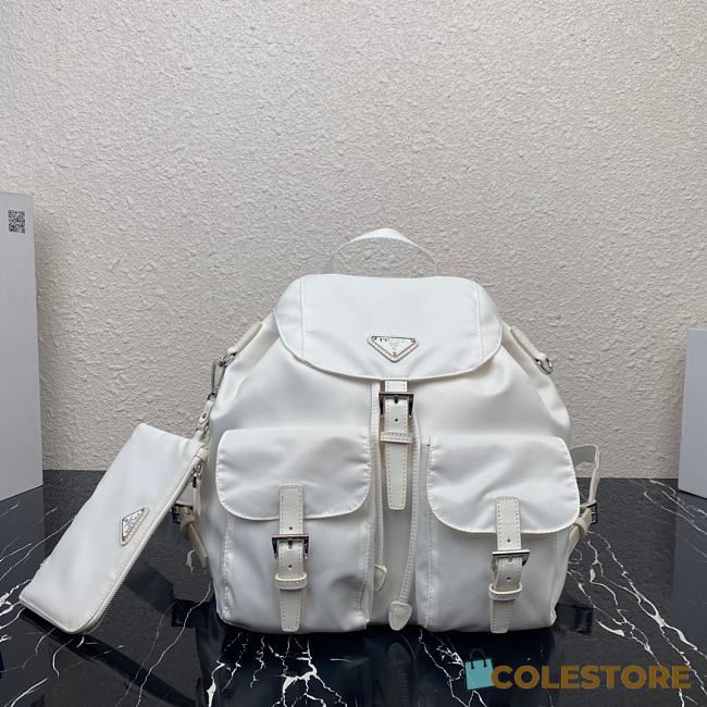 Prada Medium Nylon Backpack White 1BZ811 Size 30×32×15cm - 1