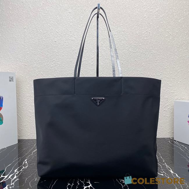 Prada Black Re-Nylon and Saffiano Leather Tote Bag 1BG107 Size 40x34x16cm - 1