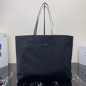 Prada Black Re-Nylon and Saffiano Leather Tote Bag 1BG107 Size 40x34x16cm