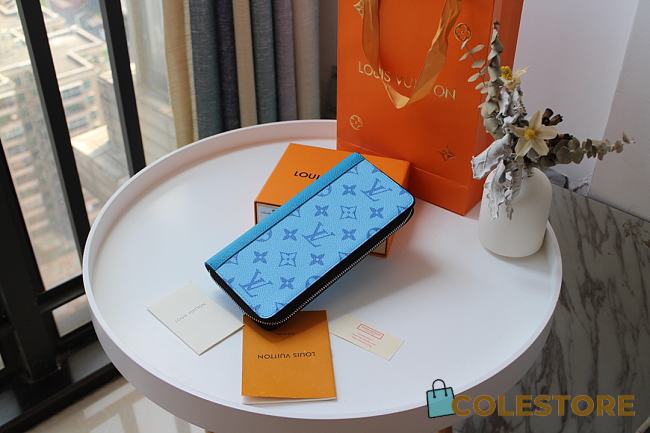 Louis Vuitton Zippy Wallet Vertical Monogram Wallet Canvas In Blue M3046 Size 20x10cm - 1