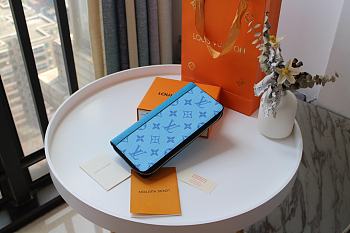 Louis Vuitton Zippy Wallet Vertical Monogram Wallet Canvas In Blue M3046 Size 20x10cm