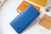 Louis Vuitton Brazza Wallet Epi Leather Blue M80788 Size 10x19x2cm - 4
